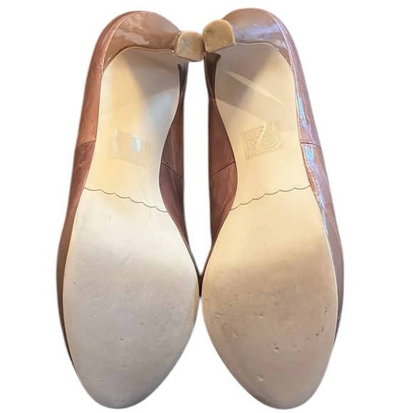 Moda Kimberly Latte Taupe Tan Platform Heel Eel Look Leather Round Toe Comfy 9.5 - Picture 12 of 15